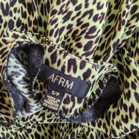 AFRM Limelight Halter -  lime leopard halter dress with front slit -S (4/6) - Picture 3 of 3